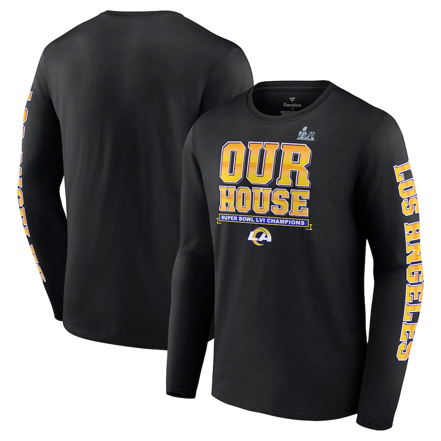 Los Angeles Rams Black Super Bowl LVI Champions Hometown Audible Long Sleeve T-Shirt - Man Los Angeles Rams Black Super Bowl LVI Champions Hometown Audible Long Sleeve T-Shirt - Man
