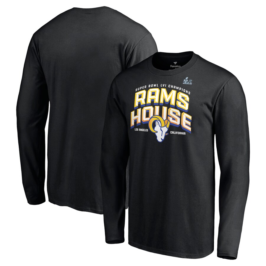 Los Angeles Rams Black Super Bowl LVI Champions Hometown Long Sleeve T-Shirt - Man Los Angeles Rams Black Super Bowl LVI Champions Hometown Long Sleeve T-Shirt - Man