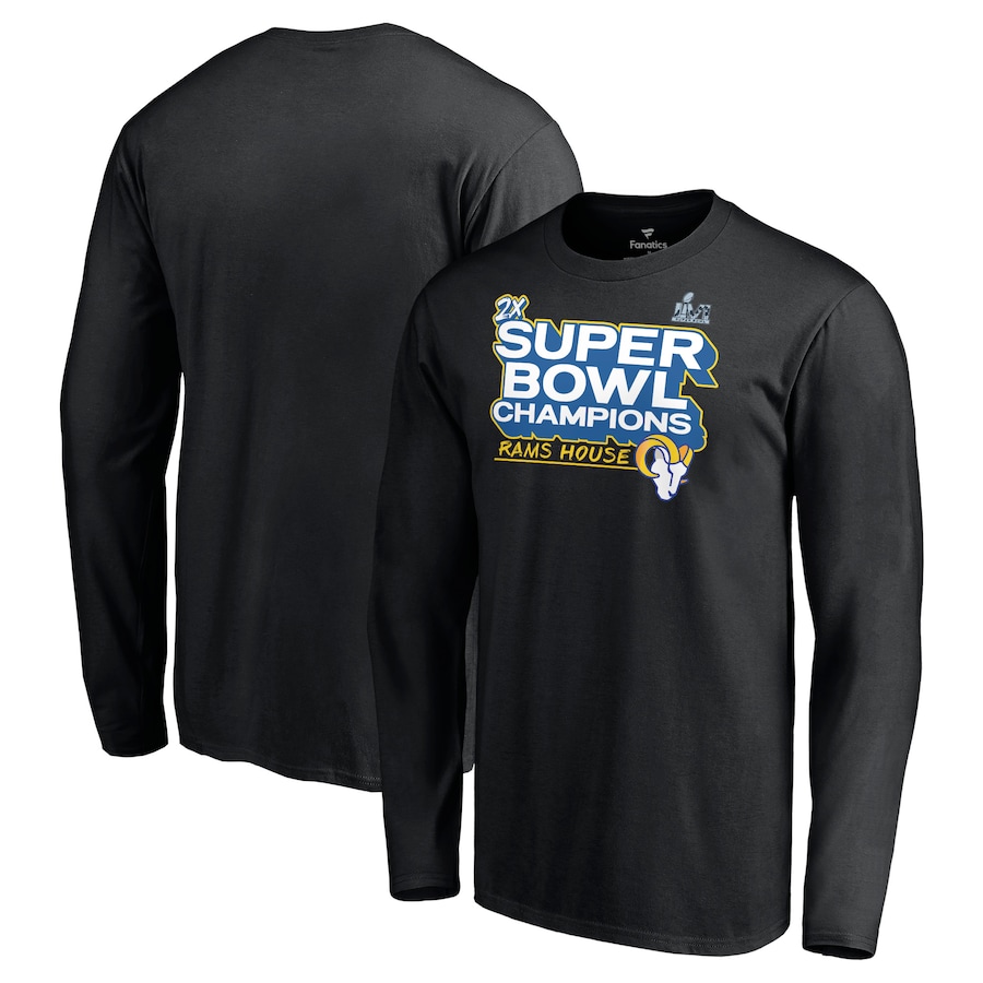 Los Angeles Rams Black Super Bowl LVI Champions Parade Celebration Long Sleeve T-Shirt - Man Los Angeles Rams Black Super Bowl LVI Champions Parade Celebration Long Sleeve T-Shirt - Man