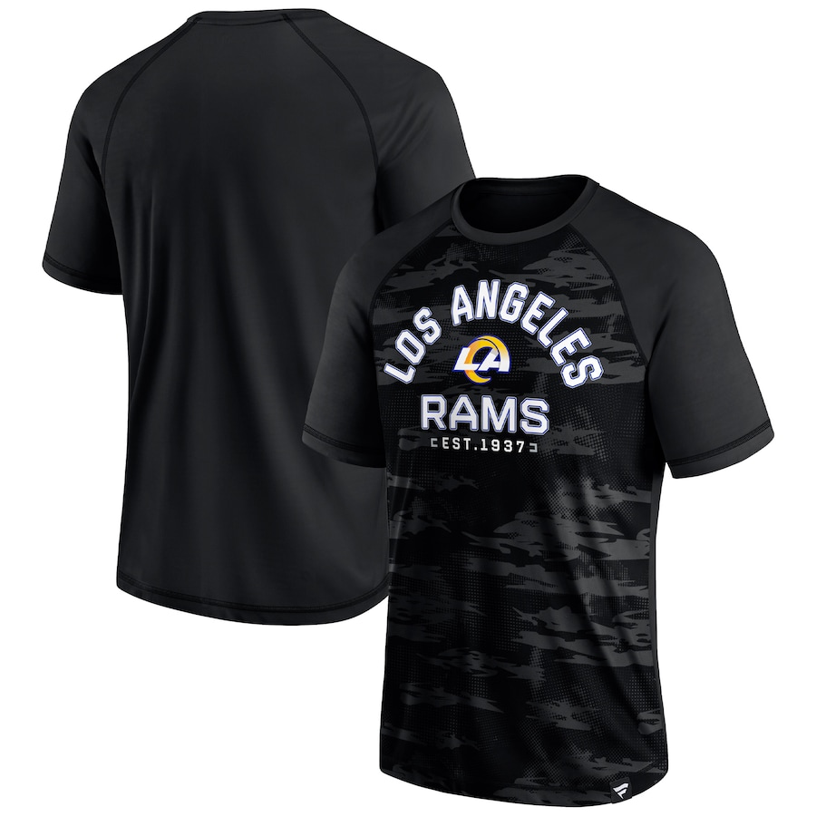 Los Angeles Rams Blackout Hail Mary Raglan T-Shirt - Man Los Angeles Rams Blackout Hail Mary Raglan T-Shirt - Man