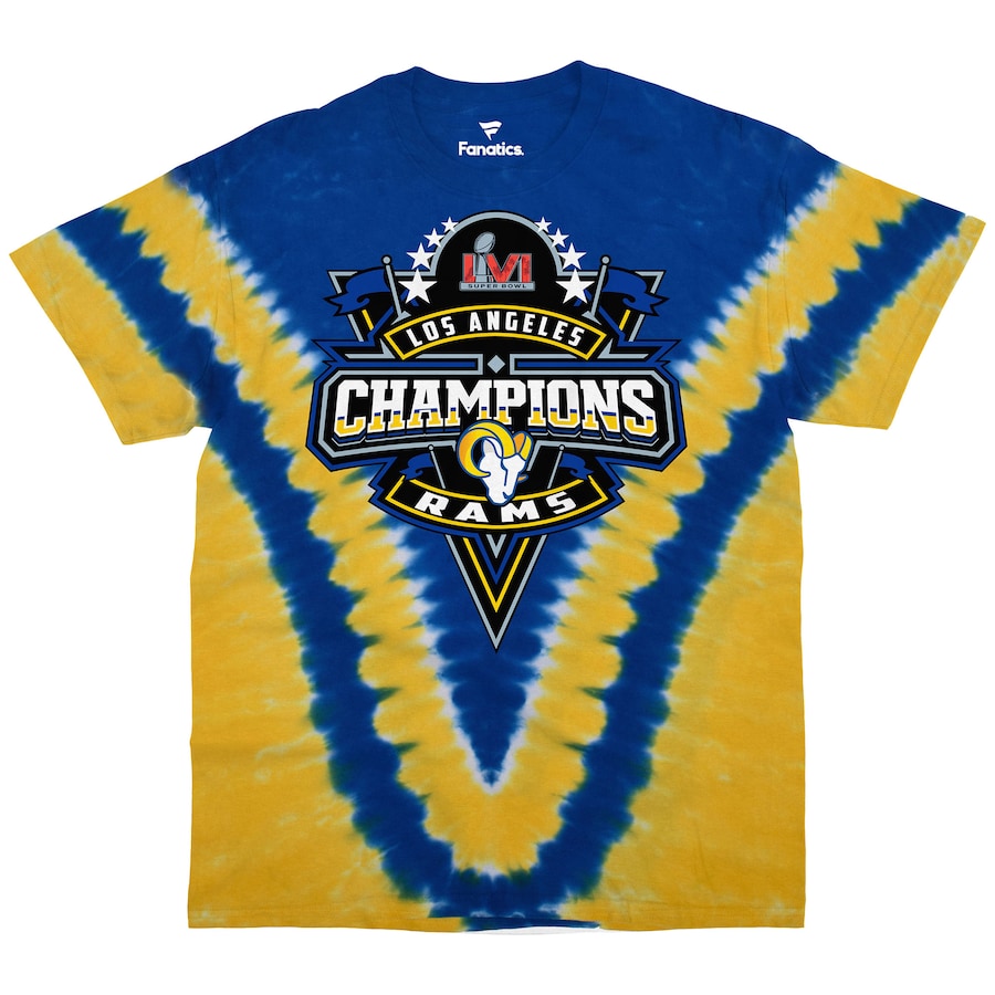 Los Angeles Rams Blue Super Bowl LVI Champions V-Dye T-Shirt - Man Los Angeles Rams Blue Super Bowl LVI Champions V-Dye T-Shirt - Man
