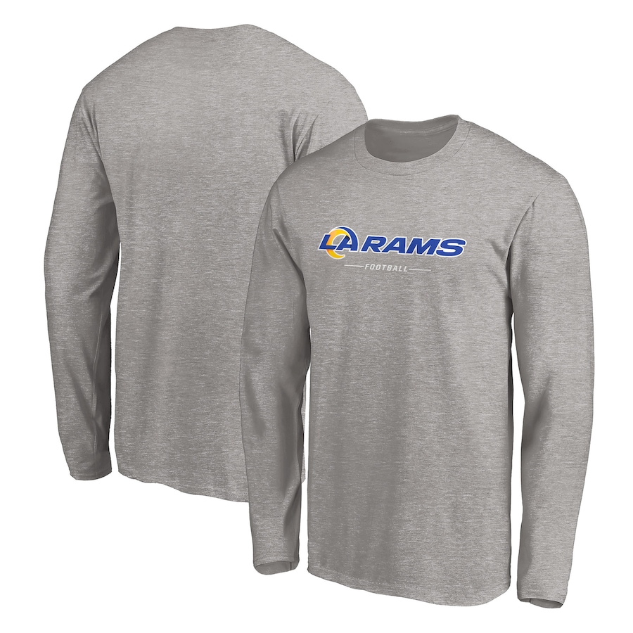 Los Angeles Rams Gray Logo Team Lockup Long Sleeve T-Shirt - Man Los Angeles Rams Gray Logo Team Lockup Long Sleeve T-Shirt - Man