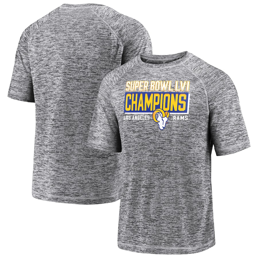 Los Angeles Rams Gray Super Bowl LVI Champions Stacked Depth T-Shirt - Man Los Angeles Rams Gray Super Bowl LVI Champions Stacked Depth T-Shirt - Man