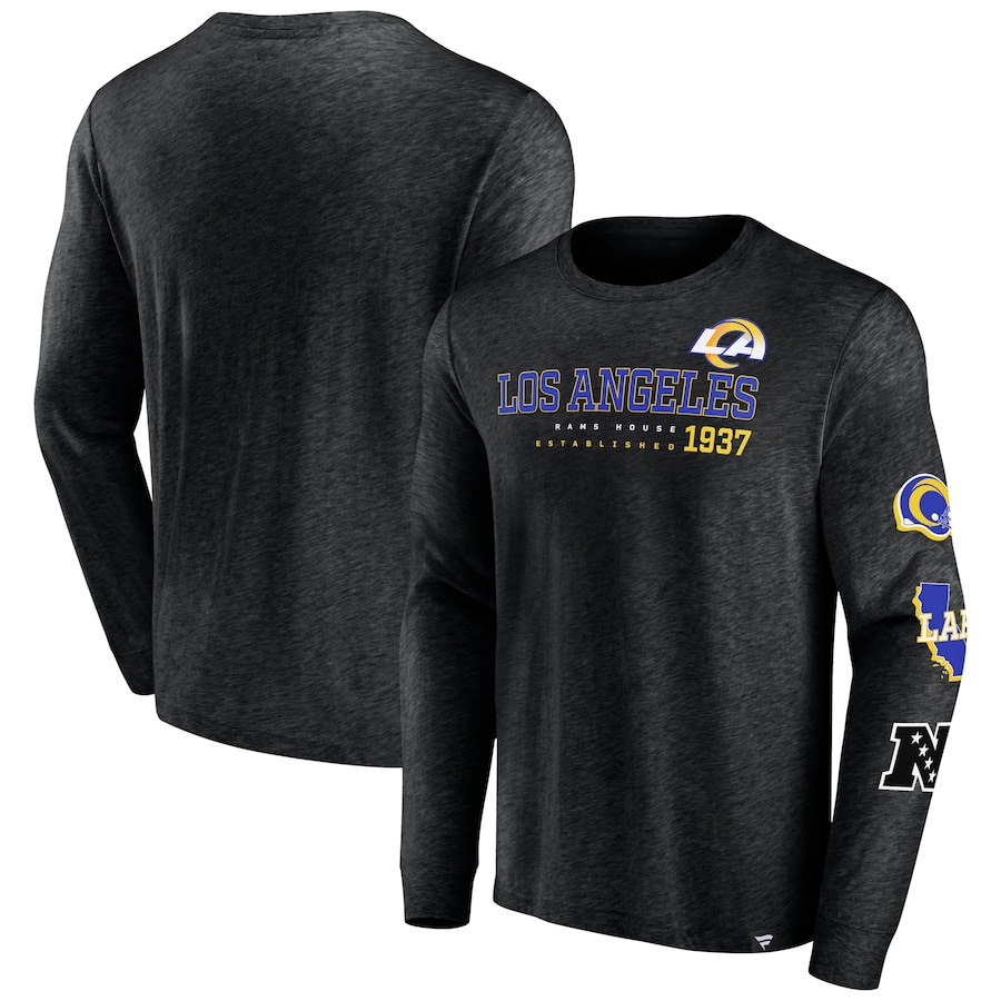 Los Angeles Rams Heather Black High Whip Pitcher Long Sleeve T-Shirt - Man Los Angeles Rams Heather Black High Whip Pitcher Long Sleeve T-Shirt - Man