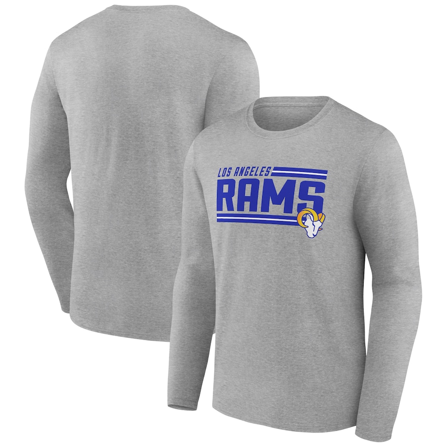 Los Angeles Rams Heather Gray On Side Stripe Team Long Sleeve T-Shirt - Man Los Angeles Rams Heather Gray On Side Stripe Team Long Sleeve T-Shirt - Man