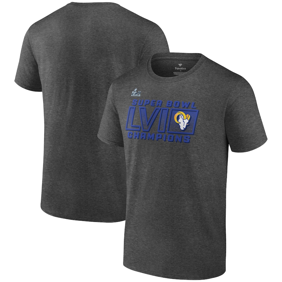 Los Angeles Rams Heathered Charcoal Super Bowl LVI Champions Fumble T-Shirt - Man Los Angeles Rams Heathered Charcoal Super Bowl LVI Champions Fumble T-Shirt - Man