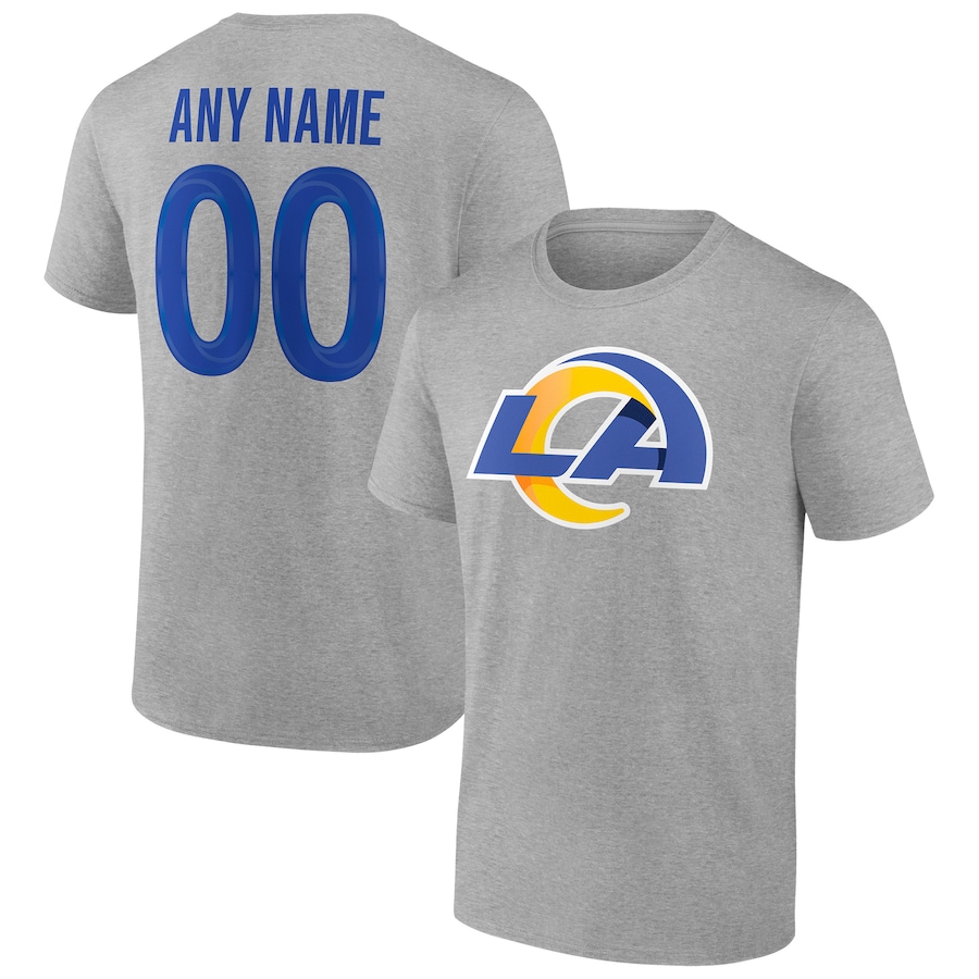 Los Angeles Rams Heathered Gray Team Authentic Custom T-Shirt - Man Los Angeles Rams Heathered Gray Team Authentic Custom T-Shirt - Man