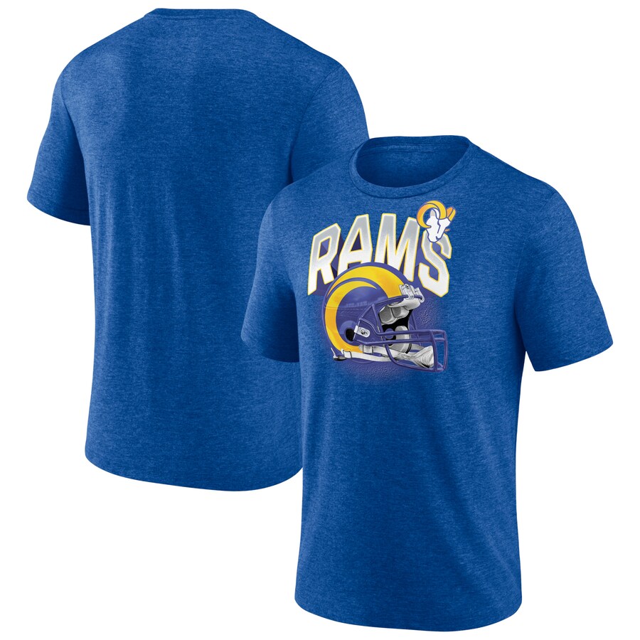 Los Angeles Rams Heathered Royal End Around Tri-Blend T-Shirt - Man Los Angeles Rams Heathered Royal End Around Tri-Blend T-Shirt - Man