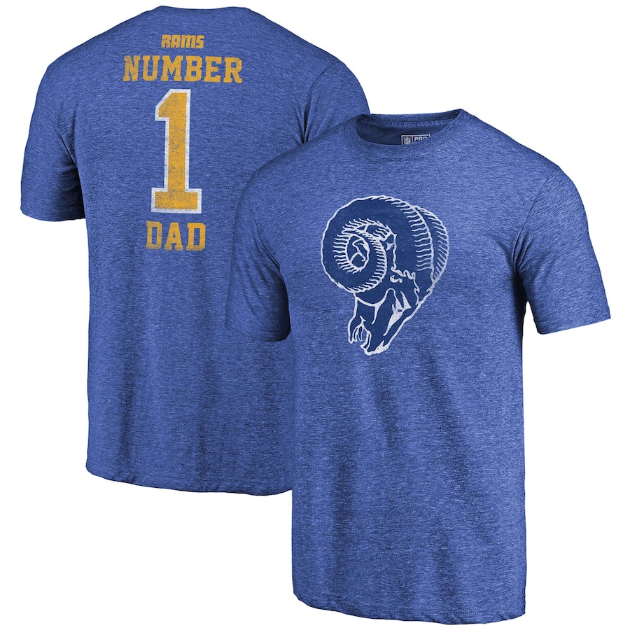 Los Angeles Rams Heathered Royal Greatest Dad Retro Tri-Blend T-Shirt - Man Los Angeles Rams Heathered Royal Greatest Dad Retro Tri-Blend T-Shirt - Man
