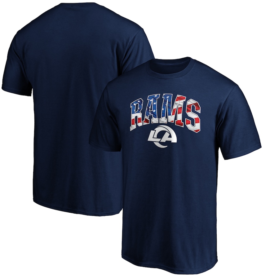 Los Angeles Rams Navy Banner Wave Logo T-Shirt - Man Los Angeles Rams Navy Banner Wave Logo T-Shirt - Man