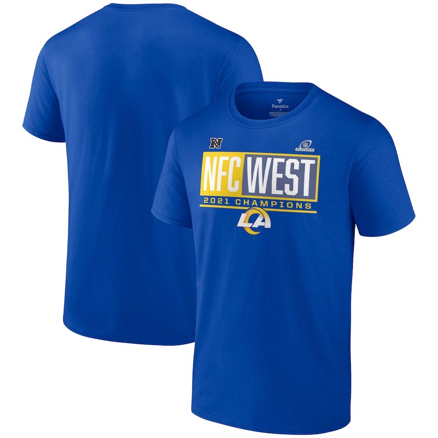 Los Angeles Rams Royal 2021 NFC West Division Champions Blocked Favorite T-Shirt - Man Los Angeles Rams Royal 2021 NFC West Division Champions Blocked Favorite T-Shirt - Man