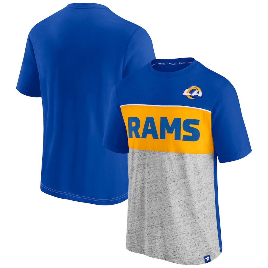 Los Angeles Rams Royal/Heathered Gray Colorblock T-Shirt - Man Los Angeles Rams Royal/Heathered Gray Colorblock T-Shirt - Man