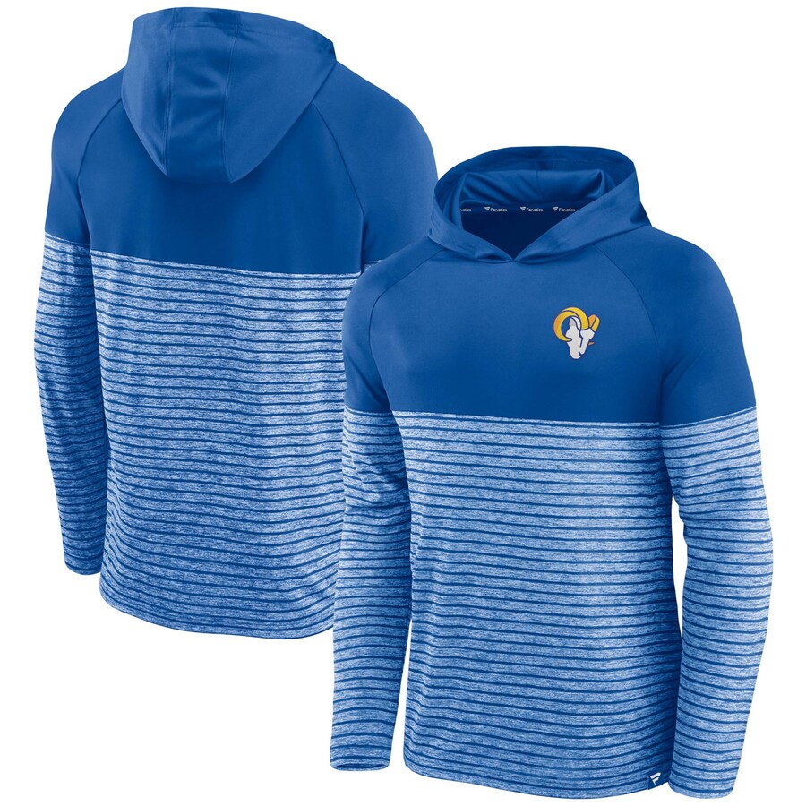 Los Angeles Rams Royal Line Up Shadow Stripe Long Sleeve Hoodie T-Shirt - Man Los Angeles Rams Royal Line Up Shadow Stripe Long Sleeve Hoodie T-Shirt - Man
