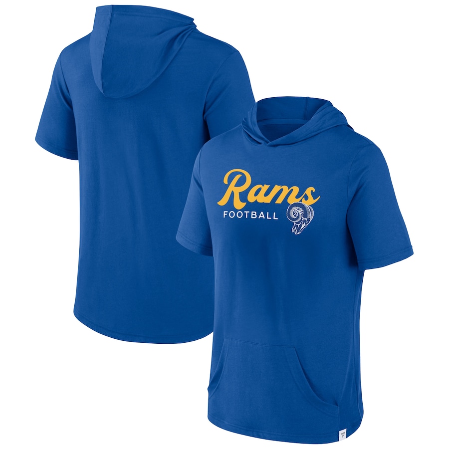 Los Angeles Rams Royal Offensive Strategy Short Sleeve Pullover Hoodie - Man Los Angeles Rams Royal Offensive Strategy Short Sleeve Pullover Hoodie - Man