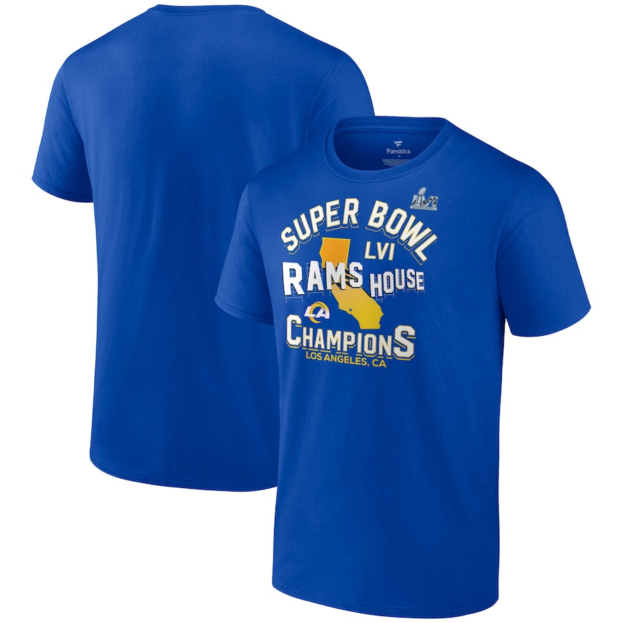Los Angeles Rams Royal Super Bowl LVI Champions Hometown Hard Count T-Shirt - Man Los Angeles Rams Royal Super Bowl LVI Champions Hometown Hard Count T-Shirt - Man