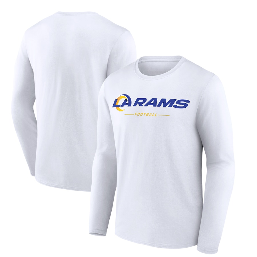Los Angeles Rams White Logo Team Lockup Long Sleeve T-Shirt - Man Los Angeles Rams White Logo Team Lockup Long Sleeve T-Shirt - Man