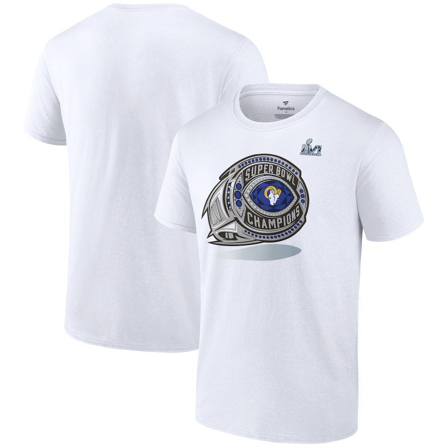 Los Angeles Rams White Super Bowl LVI Champions Ring T-Shirt - Man Los Angeles Rams White Super Bowl LVI Champions Ring T-Shirt - Man