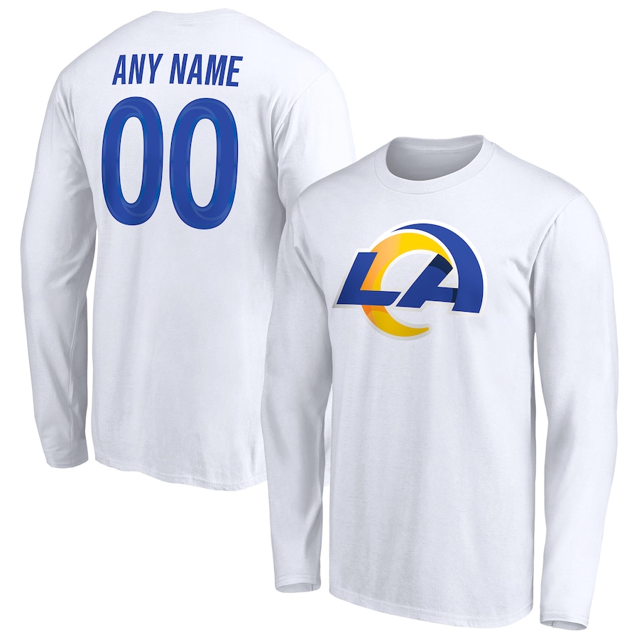 Los Angeles Rams White Team Authentic Logo Personalized Name & Number Long Sleeve T-Shirt - Man Los Angeles Rams White Team Authentic Logo Personalized Name & Number Long Sleeve T-Shirt - Man