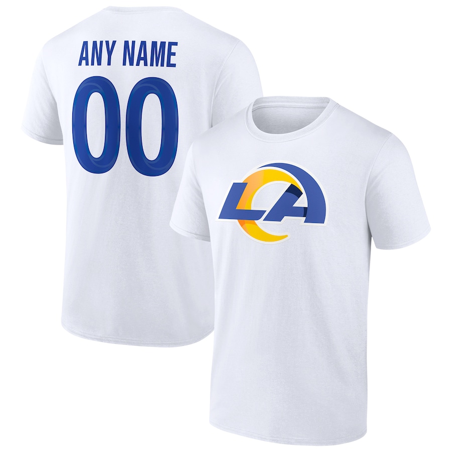 Los Angeles Rams White Team Authentic Logo Personalized Name & Number T-Shirt - Man Los Angeles Rams White Team Authentic Logo Personalized Name & Number T-Shirt - Man