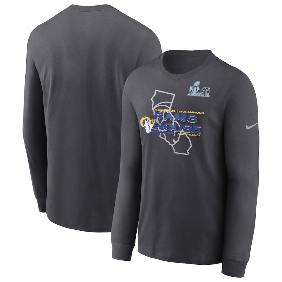 Los Angeles Rams Football Anthracite Super Bowl LVI Champions Hometown Long Sleeve T-Shirt - Man Los Angeles Rams Football Anthracite Super Bowl LVI Champions Hometown Long Sleeve T-Shirt - Man
