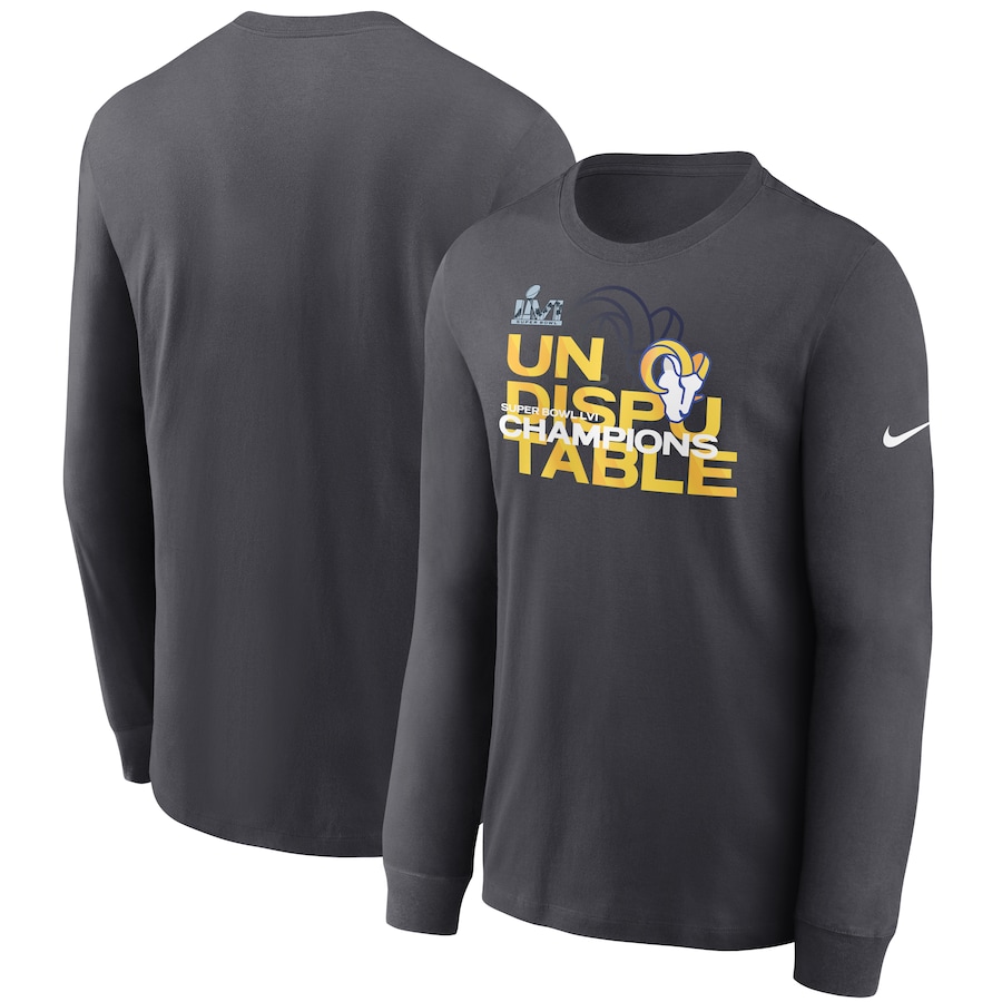 Los Angeles Rams Football Anthracite Super Bowl LVI Champions Slogan Long Sleeve T-Shirt - Man Los Angeles Rams Football Anthracite Super Bowl LVI Champions Slogan Long Sleeve T-Shirt - Man
