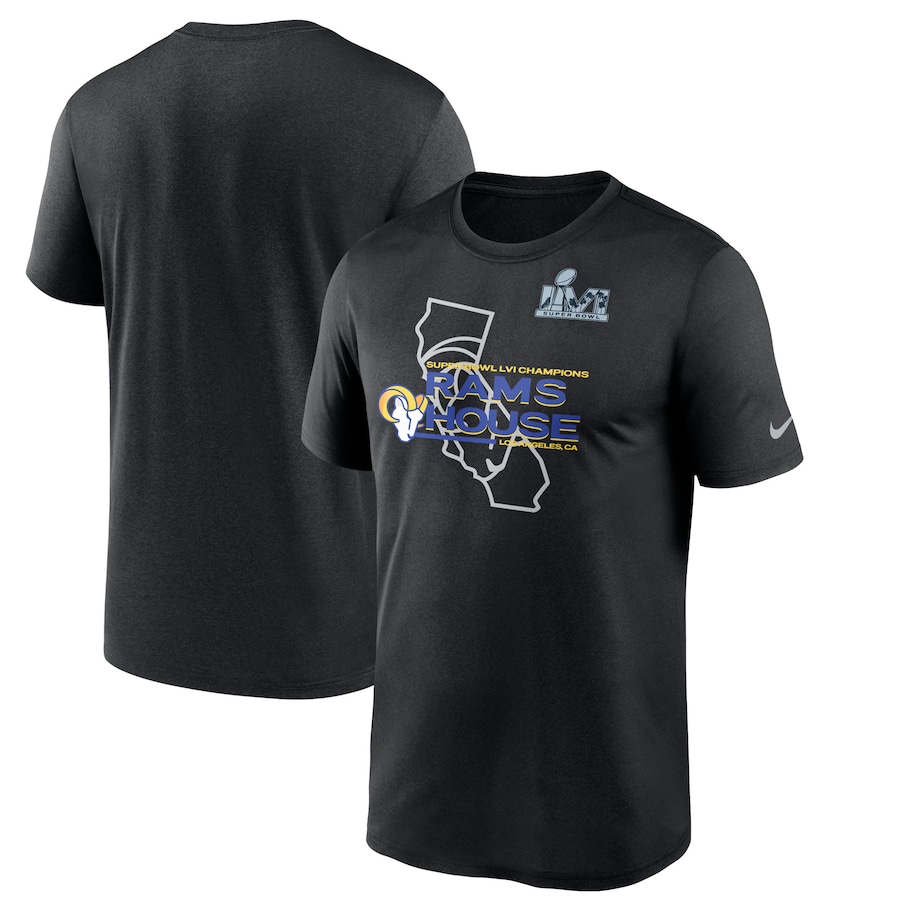 Los Angeles Rams Football Black Super Bowl LVI Champions Hometown T-Shirt - Man Los Angeles Rams Football Black Super Bowl LVI Champions Hometown T-Shirt - Man