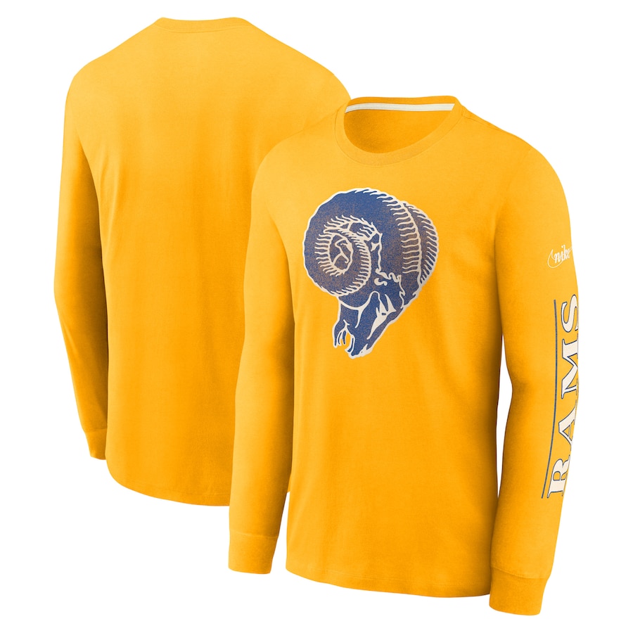 Los Angeles Rams Football Gold Fashion Tri-Blend Long Sleeve T-Shirt - Man Los Angeles Rams Football Gold Fashion Tri-Blend Long Sleeve T-Shirt - Man