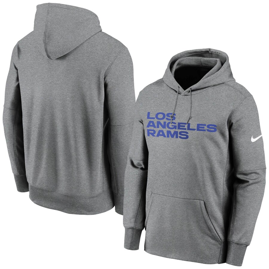 Los Angeles Rams Football Heathered Charcoal Fan Gear Wordmark Performance Pullover Hoodie - Man