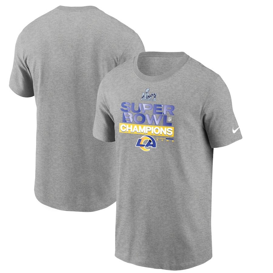 Los Angeles Rams Football Heathered Gray Super Bowl LVI Champions Locker Room Trophy Collection T-Shirt - Man Los Angeles Rams Football Heathered Gray Super Bowl LVI Champions Locker Room Trophy Collection T-Shirt - Man