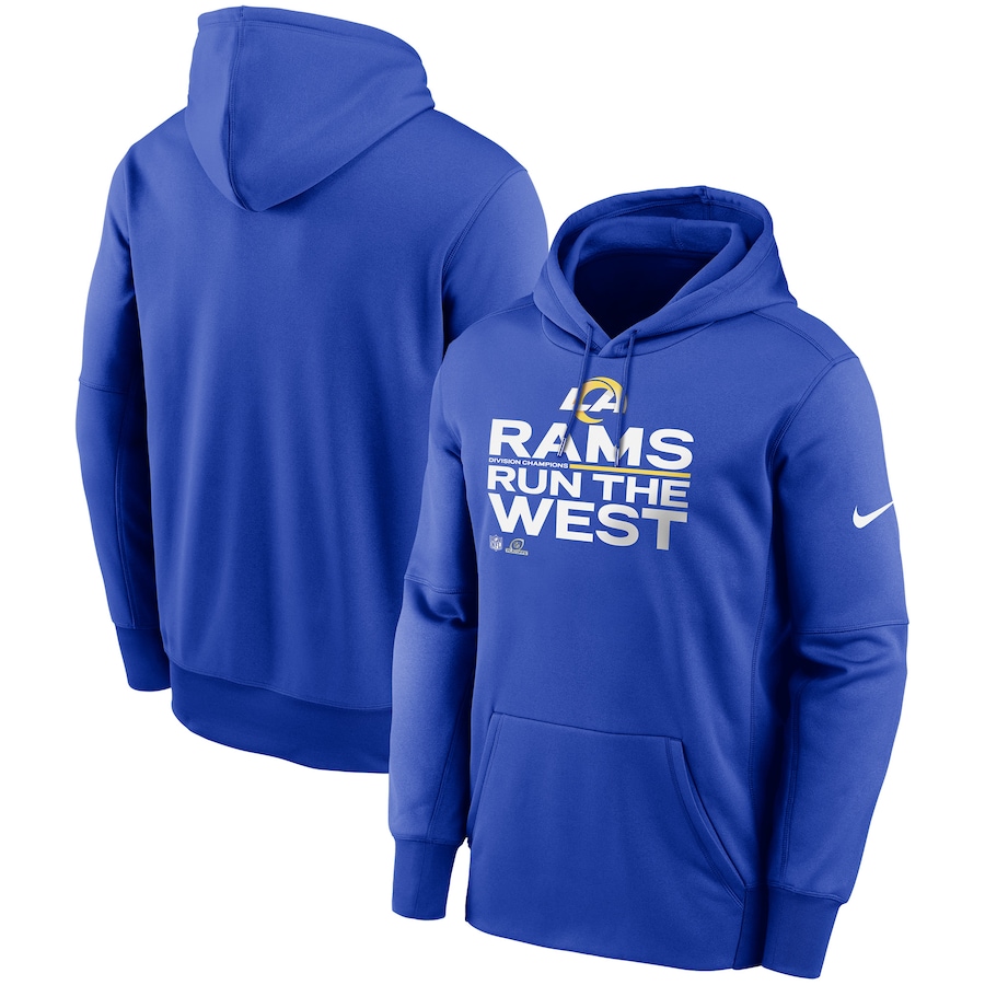 Los Angeles Rams Football Royal 2021 NFC West Division Champions Trophy Collection Pullover Hoodie - Man