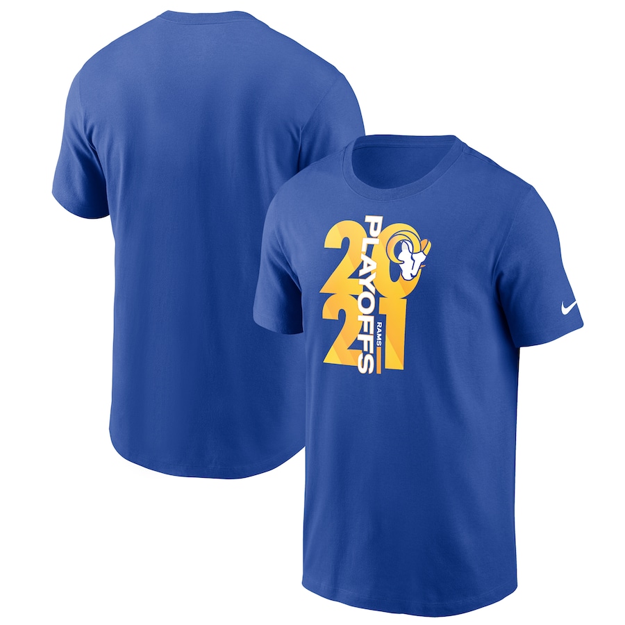 Los Angeles Rams Football Royal 2021 NFL Playoffs Bound T-Shirt - Man Los Angeles Rams Football Royal 2021 NFL Playoffs Bound T-Shirt - Man