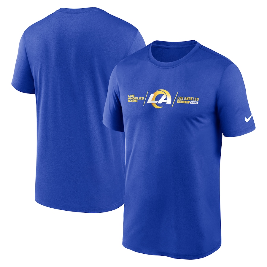 Los Angeles Rams Football Royal Horizontal Lockup Legend Performance T-Shirt - Man Los Angeles Rams Football Royal Horizontal Lockup Legend Performance T-Shirt - Man