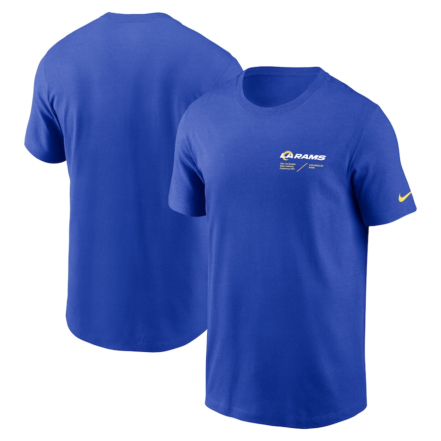 Los Angeles Rams Football Royal Sideline Infograph Lockup Performance T-Shirt - Man Los Angeles Rams Football Royal Sideline Infograph Lockup Performance T-Shirt - Man