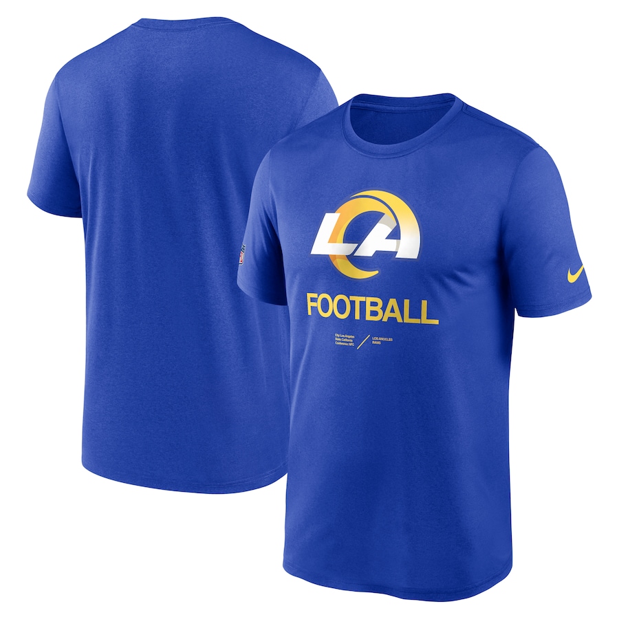 Los Angeles Rams Football Royal Sideline Infograph Performance T-Shirt - Man Los Angeles Rams Football Royal Sideline Infograph Performance T-Shirt - Man