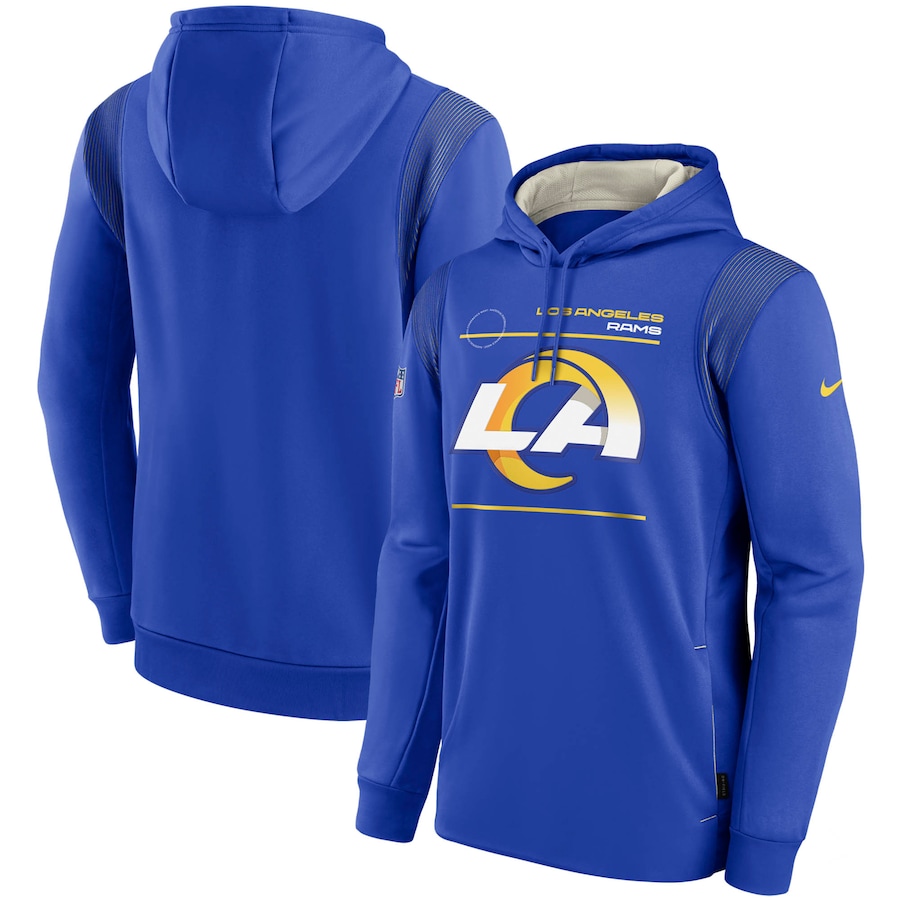 Los Angeles Rams Football Royal Sideline Logo Performance Pullover Hoodie - Man