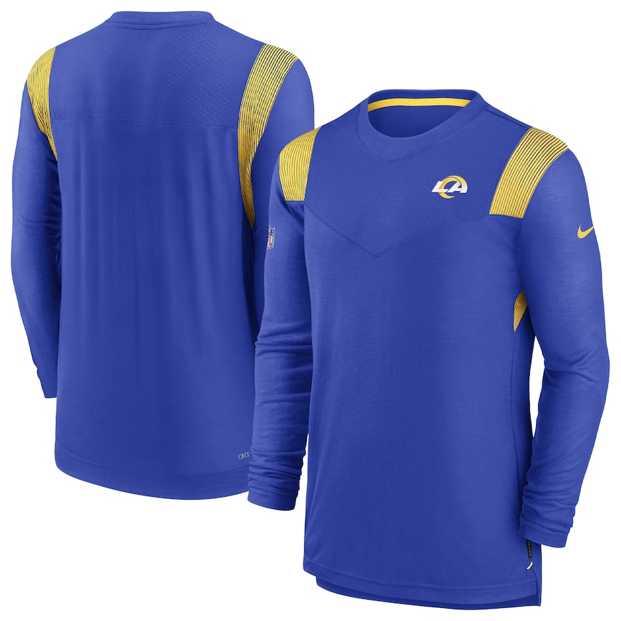 Los Angeles Rams Football Royal Sideline Tonal Logo Performance Player Long Sleeve T-Shirt - Man