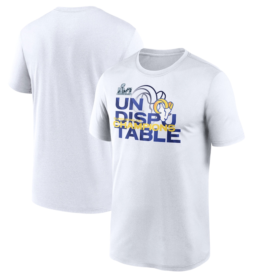 Los Angeles Rams Football White Super Bowl LVI Champions Slogan T-Shirt - Man Los Angeles Rams Football White Super Bowl LVI Champions Slogan T-Shirt - Man