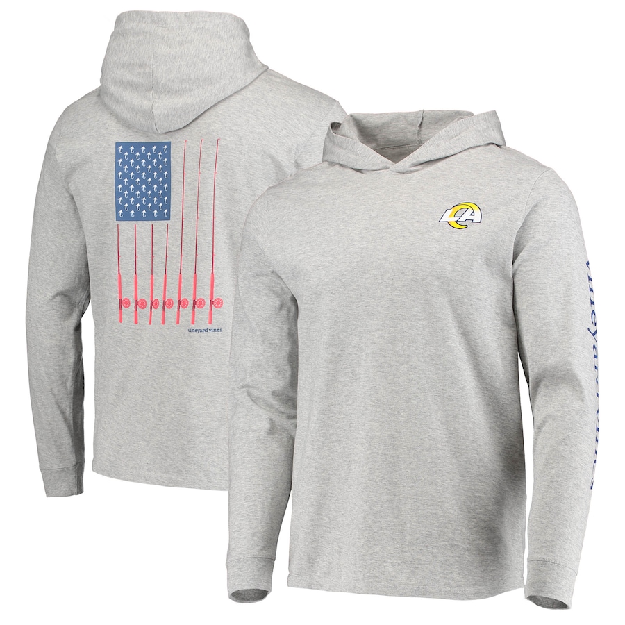 Los Angeles Rams Vineyard Vines Heathered Gray Hoodie Long Sleeve T-Shirt - Man Los Angeles Rams Vineyard Vines Heathered Gray Hoodie Long Sleeve T-Shirt - Man
