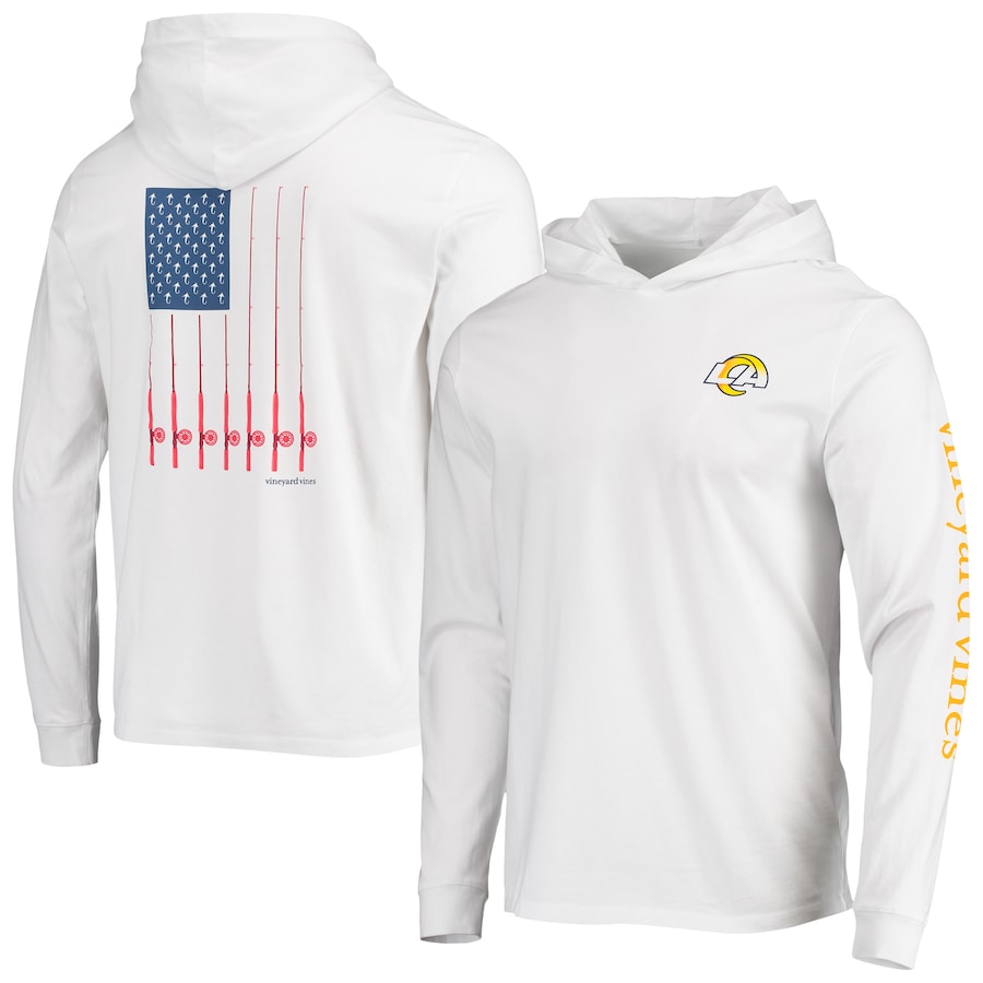 Los Angeles Rams Vineyard Vines White Hoodie Long Sleeve T-Shirt - Man Los Angeles Rams Vineyard Vines White Hoodie Long Sleeve T-Shirt - Man