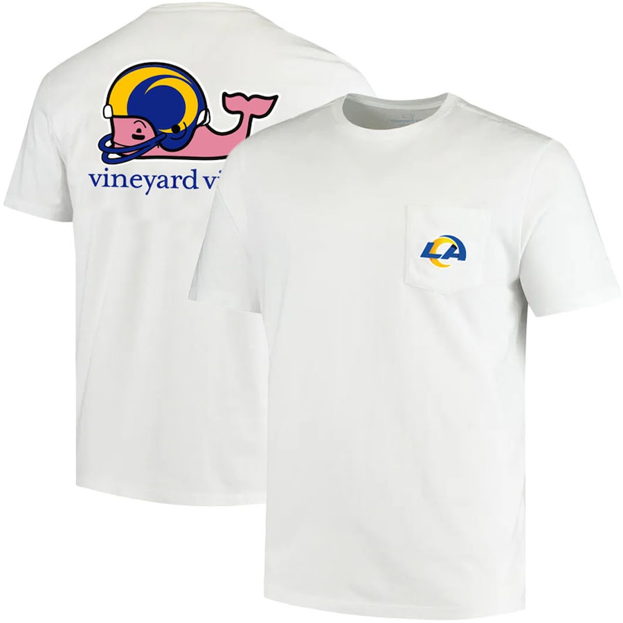 Los Angeles Rams Vineyard Vines White Team Whale Helmet T-Shirt - Man