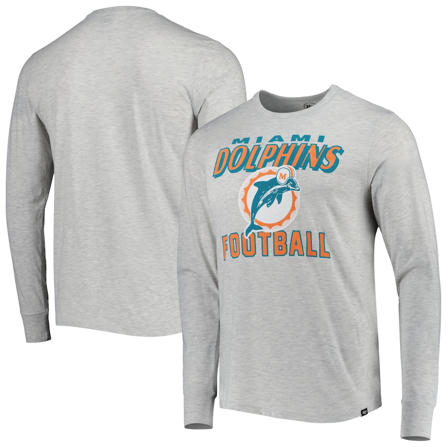 Miami Dolphins '47 Heathered Gray Dozer Franklin Long Sleeve T-Shirt - Man