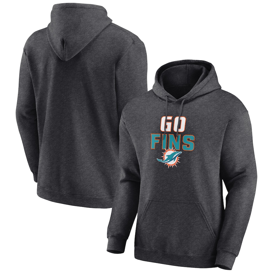 Miami Dolphins Charcoal Victory Earned Pullover Hoodie - Man Miami Dolphins Charcoal Victory Earned Pullover Hoodie - Man