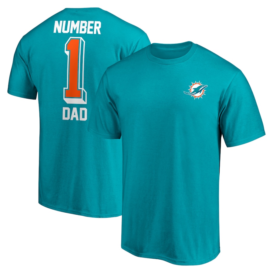 Miami Dolphins Aqua #1 Dad T-Shirt - Man