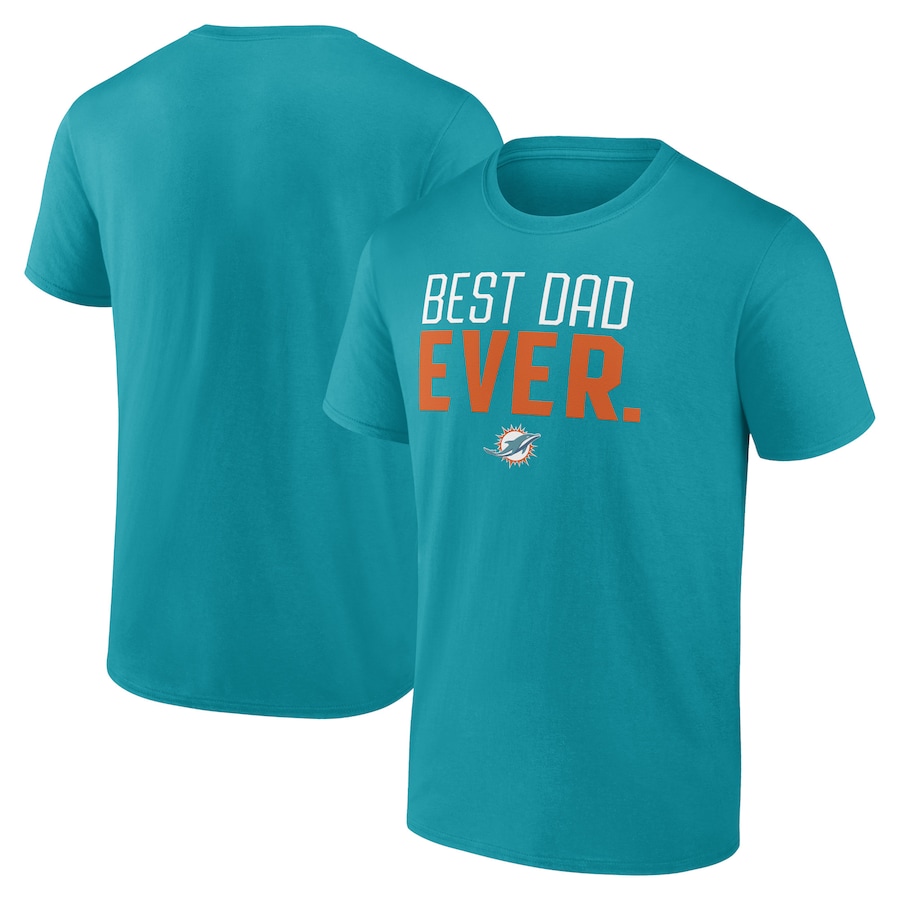 Miami Dolphins Aqua Best Dad Ever Team T-Shirt - Man