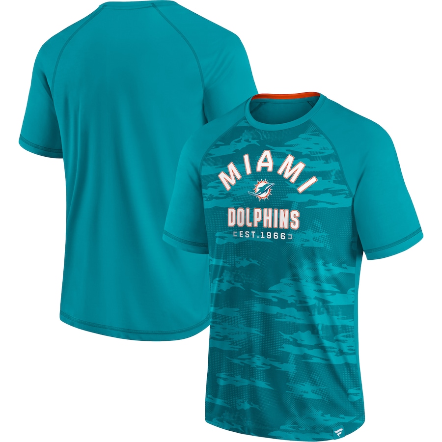 Miami Dolphins Aqua Hail Mary Raglan T-Shirt - Man