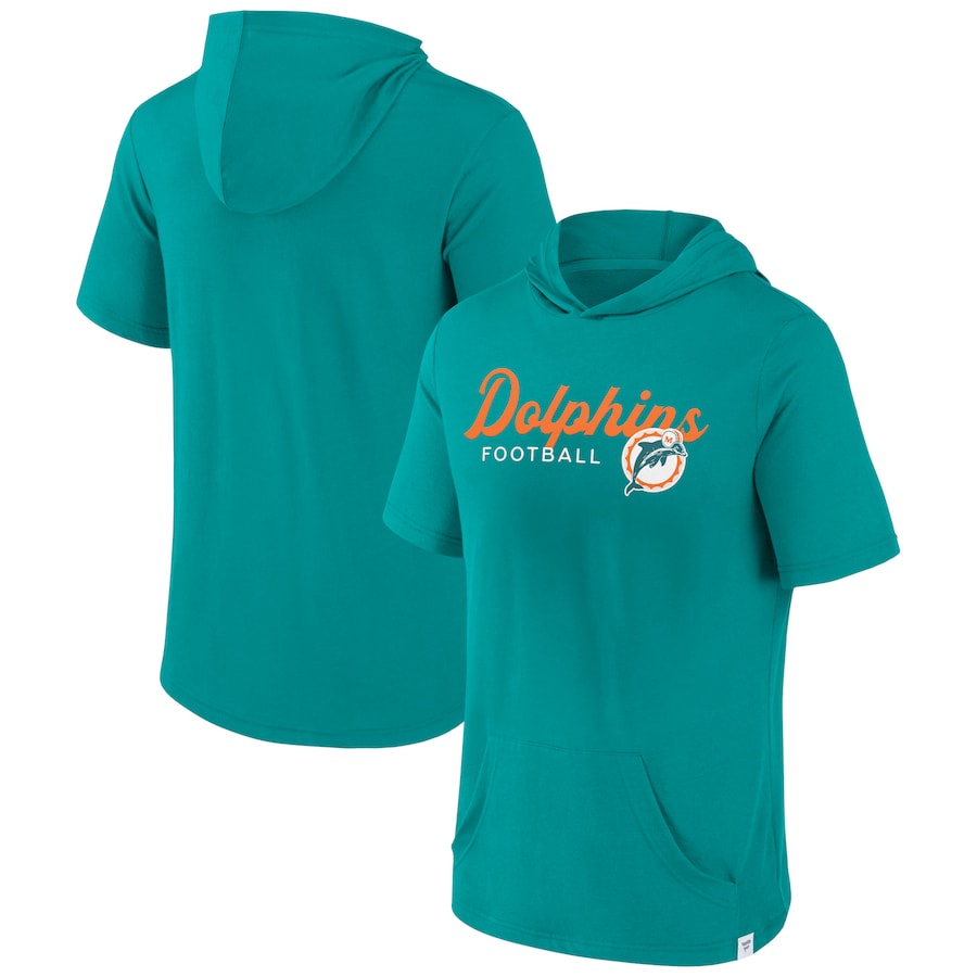 Miami Dolphins Aqua Offensive Strategy Short Sleeve Pullover Hoodie - Man Miami Dolphins Aqua Offensive Strategy Short Sleeve Pullover Hoodie - Man