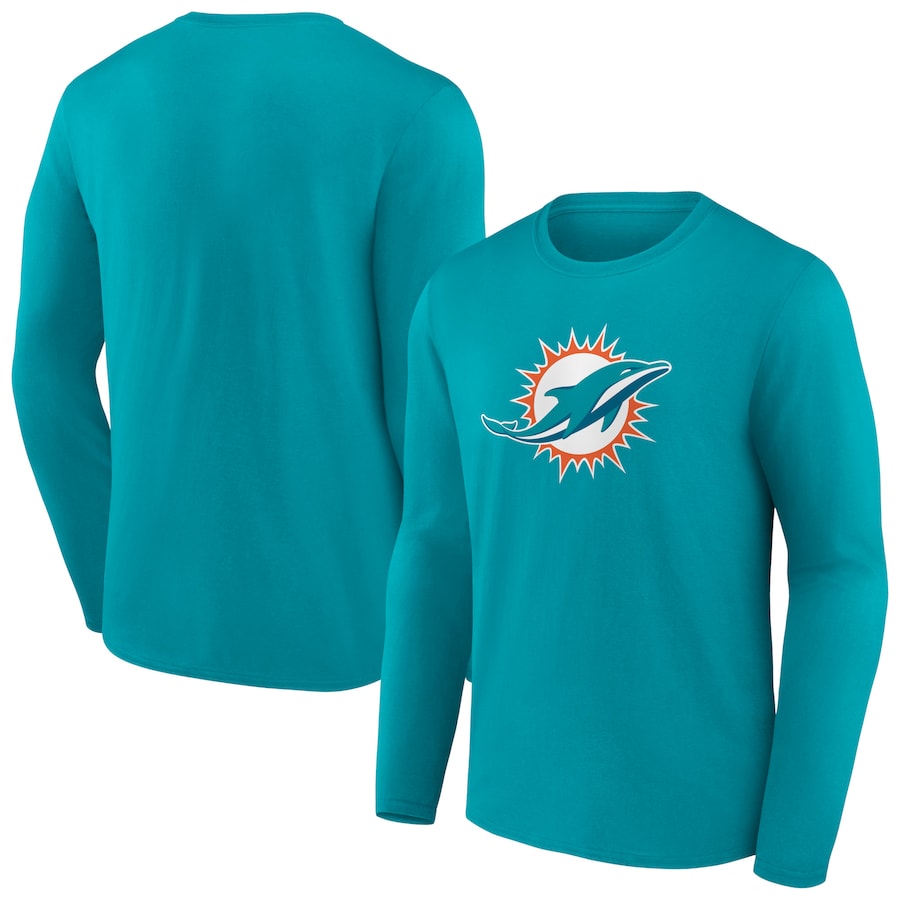 Miami Dolphins Aqua Primary Team Logo Long Sleeve T-Shirt - Man
