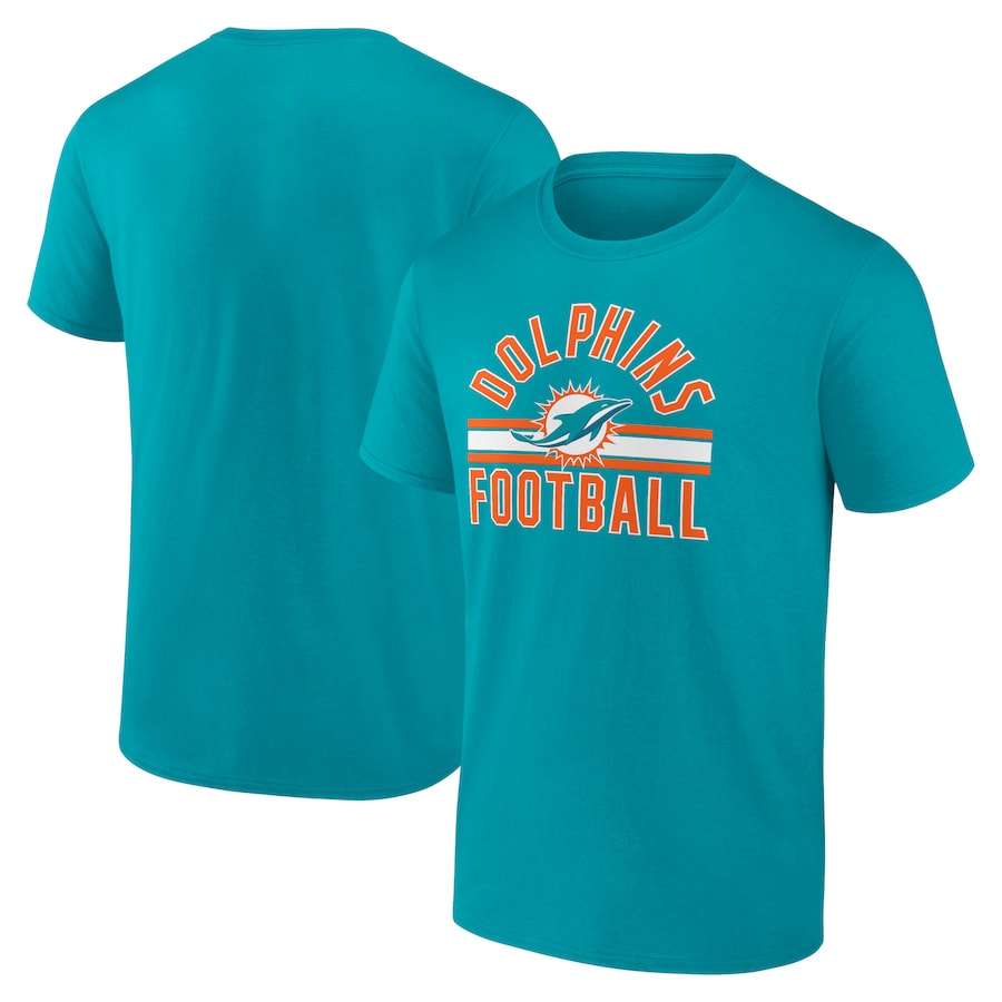 Miami Dolphins Aqua Standard Arch Stripe T-Shirt - Man
