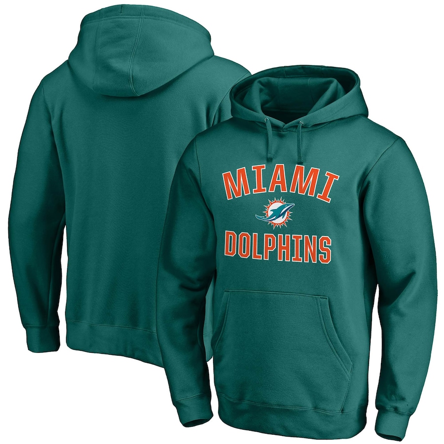 Miami Dolphins Aqua Victory Arch Team Fitted Pullover Hoodie - Man