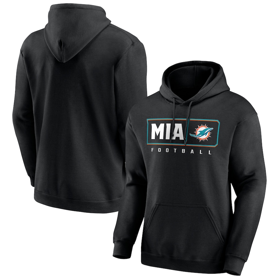 Miami Dolphins Black Hustle Pullover Hoodie - Man Miami Dolphins Black Hustle Pullover Hoodie - Man